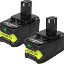 2-Pack 8.0Ah High Capacity Replacement for Ryobi 18V Battery, Compatible with Ryobi 18 Volt Lithium ion Battery P108 P107 P105 P104 P103 P102 Cordless Tools(Green)