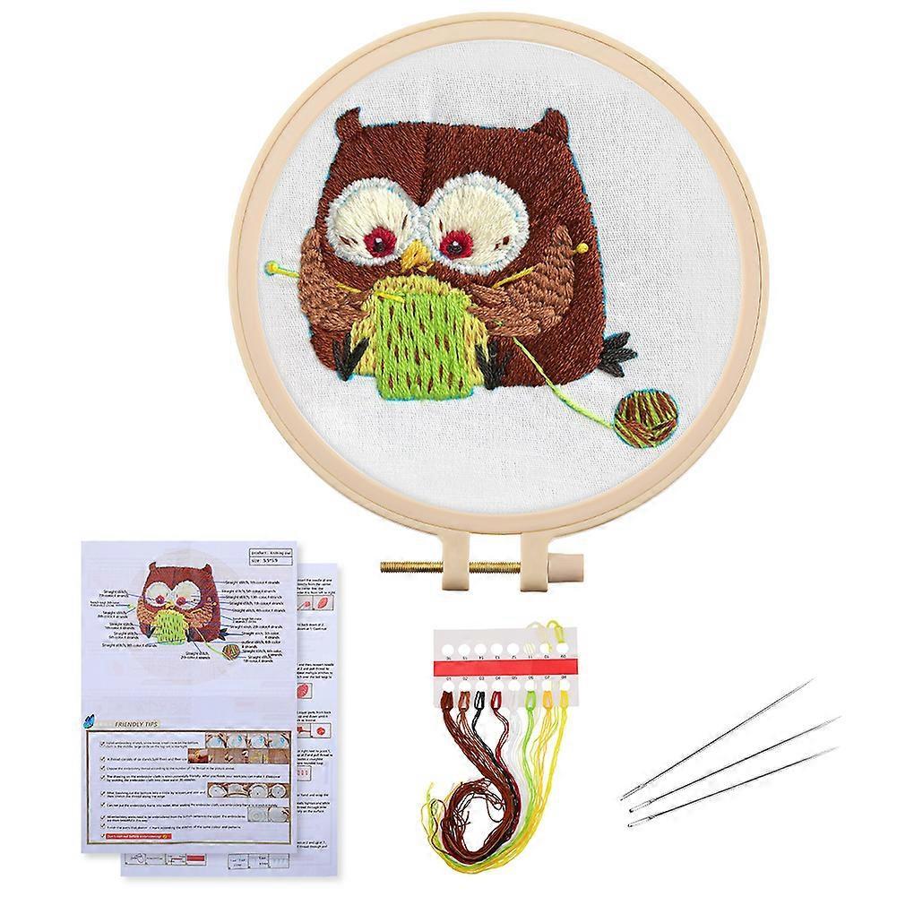 Embroidery Kit for Beginners Adults, Adult Starter Cross Stitch Kit Needlepoint Complete DIY Kit with Unique Patterns, Hoop, Colorful Threads, Tools, Step by Step Instructions & Video Tutorial (Pattern 1 - 1PCS)