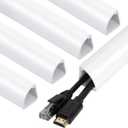ZhiYo 15ft Corner Cable Hider for 3-5 Cords, Wall & Floor Cord Hider White