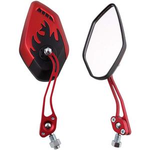ESUPPORT Red Motorcycle Motorbike 8mm 10mm Rearview Side Mirror ATV Scooter Bike Flame Fire