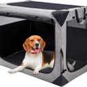 Dog Crates - 36 Inch Collapsible Soft Dog Crate, 3-Door Foldable Soft Kennel for Large Dogs, Portable Pet Travel Cage with Chew Proof Mesh Window for Outdoors (Light Gray)