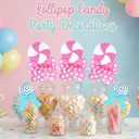 10 Pcs Candy Party Decorations Pastel Lollipop Spray Table Ornaments for Birthday, Baby Shower, Candy Theme Party, Classroom, Wedding Supplies(Pink,Blue)