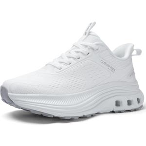 ARTOPEAK Women's Wide Walking Shoes Arch Support Cushioned Tennis Running Shoes, Non Slip Comfortable Sports Athletic Shoes for Gym Workout Slip On Fashion Sneakers White Size 9.5