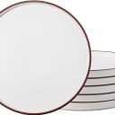 LERATIO Ceramic Plates,8.0 Inch Flat Salad Plates Set of 6,High Edge Modern plates for Kitchen,Microwave & Dishwasher & Oven Safe, Scratch Resistant Dishes Set-Matte White with Rim