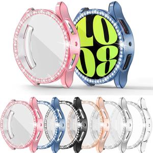 [6Pack] RICHONE Series Case Compatible for Samsung Galaxy Watch 6(2023) 40mm, Shock-Proof Soft TPU Bling Rhinestones Screen Protector, Ultra-Thin Bumper Accessories for Galaxy Watch6 40mm