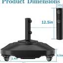 Umbrella Base,Heavy Duty Patio Umbrella Stand with 5 Wheels, Max 145lb Fillable Umbrella Holder Wind-Resistant, Mobile Square Market Stand for Outdoor, Deck, Lawn, Fits Most Sized Umbrellas (21 in)
