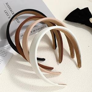 Wide Headbands for Women Girls Non Slip Solid Colors Head Band Fashion Head Bands Top Knot Headband for Women Black White Headband Hair Accessories for Women
