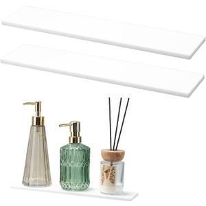 Leinuosen 2 Pcs Medicine Cabinet Shelves Replacement 13 Inch Bathroom Cabinet Shelf Medicine Shelves Suitable for Bathroom Living Room Kitchen Wall Mounted and Hanging (Plastic)