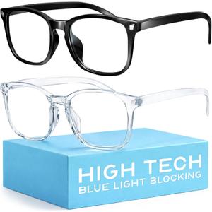 livho High Tech Blue Light Glasses - Advanced Blue Light Blocking Computer Glasses - Screen Fatigue & UV Protection (*B1 Light Black+clear)