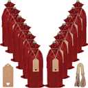 EVRWO Burlap Wine Bags 12 Pcs Wine Bottle Gift Bags With Drawstrings Tags & Ropes for Holiday Weedings Party, Birthdays, Travel, Blind Tastings, Home Storage 750ml Reusable (Burgundy)