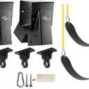 Heavy Duty Children Swing Set Hardware Replacement Kit Including 2 Swing Brackets 4 Swing Hangers 2 Black Swing Seats for Outdoor Play Sets Playground Equipment Parts Hardware Included (H2SB)
