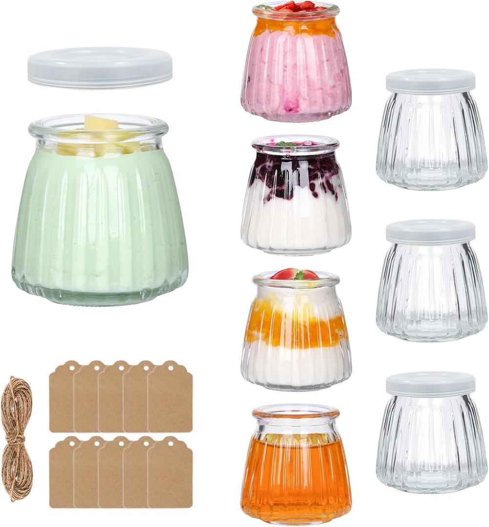 4 oz Clear Glass Mini Jars with Lids - Set of 8, Perfect for Yogurt, Jams, Honey and More