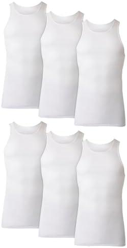 Hanes Men's Tank Top Undershirt Pack, Moisture-Wicking Cotton Ribbed Tanks for Men, Multi-Pack, White, XL, Pack of 6