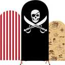 3 Pcs Pirates Party Arch Backdrop Stand Cover Spandex Fitted Theme Arch Cover 4ft, 5ft, 6ft Photo Background Props for Pirate Birthday Party Decoration
