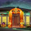 9.5 Feet Halloween Inflatable Pumpkin Arch Kalolary Pumpkin High Gate with LED Light, Halloween Blow up Outdoor Indoor Decorations Holiday Yard Lawn Inflatables Decor for Home Family Halloween Party Orange