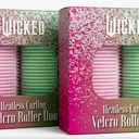 WICKED Heartless Curling Velcro Roller Duo. Pack of 2 ( Pink/Green)