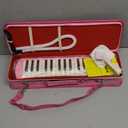 CAHAYA Melodica 32 Keys Double Tubes Mouthpiece Air Piano Keyboard Musical Instrument with Carrying Bag 32 Keys, Pink, CY0050-3