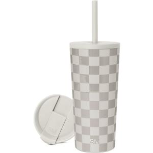 Simple Modern Classic Tumbler with Straw Lid | Insulated Iced Coffee Cup Reusable Stainless Steel Water Bottle Travel Mug | Gifts for Women Men Her Him | 20oz | Checkmate