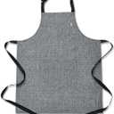 Solino Home Linen Bib Apron for Men & Women - 100% Pure Linen Black Kitchen Apron with Front Pockets - Handcrafted from European Flax (32 x 27 Inch)