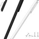 Stylus Pen for Touch Screen(2 Pack) - Mixoo 2-in-1 High Sensitivity Retractable Stylus with Smaller Disc Tip Universal Stylus for iPad iPhone Tablets All Capacitive Touchscreen Devices (Black + White)