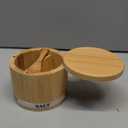 ThougrLyh Salt Box Bamboo Salt Container with Swivel Lid with Magnetic to Easily Open and Seal Salt Cellar With Spoon for Storing Salt Pepper Sugar Herbs Small Spice Box