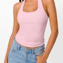 Trendy Queen Halter Tops for Women 2026 Summer Going Out Tops Backless Crop Sleeveless Workout Shirts Cute Y2k Clothes (Pink, XS)