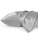 Bedsure Satin Pillowcase 2 Pack Similar to Silk Pillow Cases Standard Size, Pillow Case for Sleeping Women with Envelope Closure, Gifts for Women Men, Silver Grey, 20x26 Inches