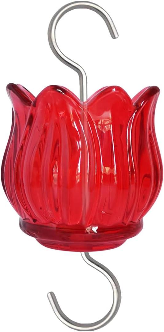 Glass Ant Moat for Hummingbird Feeder - 3 OZ Red Tulip Insect Guard with Large Capacity (1PC/Pack), Red