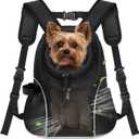 WOYYHO Pet Dog Carrier Backpack Small Dog Front Backpack Ventilated Mesh Dog Travel Backpack with Safety Belt for Travel Hiking Cycling Outdoor Use (S (2-4.5 lbs), Black)