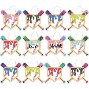 12 Pcs Ice Cream Drip Baseball Luggage Tags for Suitcases Travel Labels with Metal Ring Keychain DIY Name Baseball Ice Cream Drip Theme Party Team Gifts Bulk Bag Suitcase Sports Accessories, 2.75 inches