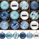 JOYIN 12 Pcs Blue Silve Christmas Balls Ornaments Set, 3.15'' Glittering Tree Hanging Christmas Decorations, Xmas Large Shatterproof Indoor Decor for Tree Wreath Holidays Wedding Party