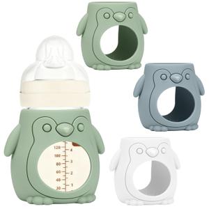 BUSOHA 3 Pack Silicone Sleeves for MAM Bottles - Baby Bottle Sleeves Compatible with MAM Glass Bottles Anti Breakage Baby Bottle Holder,6 OZ (White + Blue + Green)