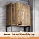 Kalrin Over The Toilet Storage Cabinet with Fluted Wave Doors and Adjustable Shelf, Wood Over Toilet Storage Rack with Drain Basket, Freestanding Bathroom Organizer for Balcony Laundry, Vintage Brown