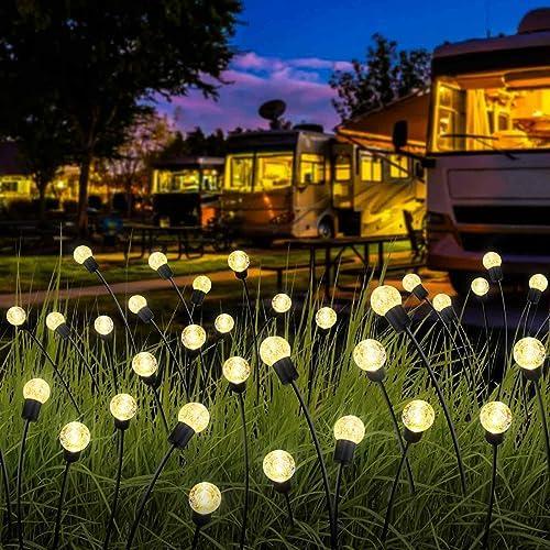 iFalarila 8 Modes Firefly Garden Lights Solar Outdoor - Waterproof Fairy Lights with 1200mAH Solar Panels - LED Swaying Crystal Globe for Yard Decorations, Christmas, Pathway, Patio - 4 Pack