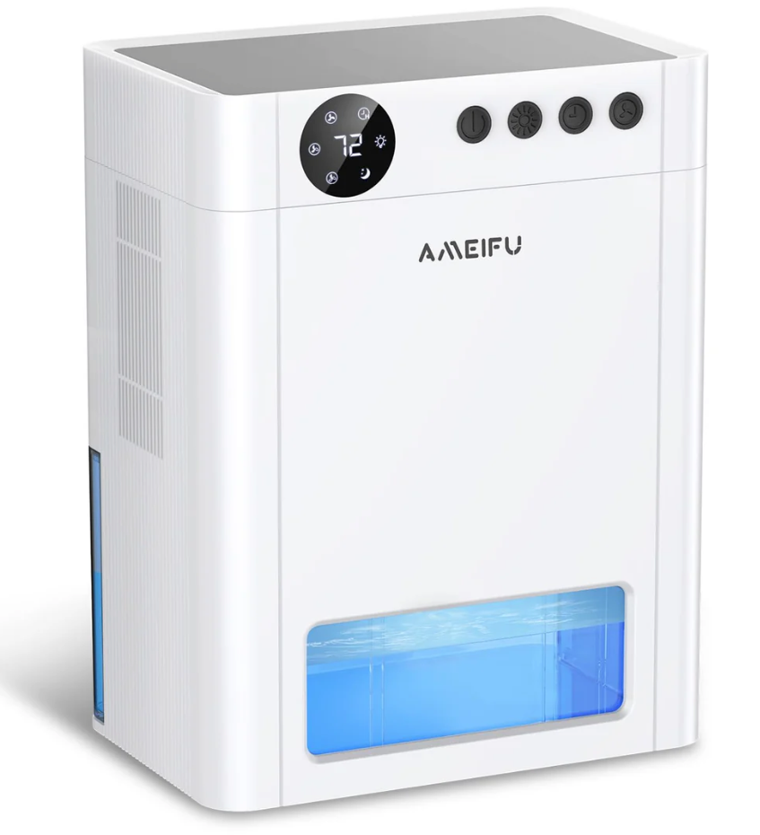 Dehumidifier, AMEIFU 1100 Sq. Ft Dehumidifier for Basement with 135 OZ Water Tank, Quiet Dehumidifier for Bathroom Bedroom Home Room RV Closet with Auto Shut Off 7 Colors LED Light