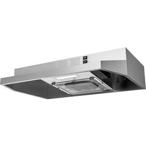FIREGAS 24 inch Range Hood Under Cabinet, 300CFM Ducted/Ductless Convertible Kithen Hood in Stainless Steel with 2 watt LED Light and Filter, 2 fan speeds, hassle-free installation