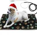 Puppy Heating Pad 28x18 in Thermostatic Pet Heating Pad for DogsWaterproof Outer Skin+Flame Retardant Material Heated Dog Bed, Adding Wire Rope Wires Cat Warming Pad Without Controller
