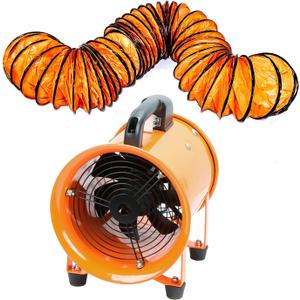 12-Inch High-Velocity Portable Utility Blower Fan, Industrial Exhaust Fan with 33ft Flexible Duct Hose, 3150 RPM Low-Noise Ventilator for Basements, Workshops, Warehouses, and Confined Spaces