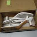 LULLASONG Women's White Kitten Heels Sandals Square Open Toe Flip Flop Heels 1.8-2 Inch Heeled Sandals for Women 7.5