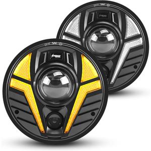 Personalized DRL Headlights 7 inch Round LED Headlight Compatible with Jeep Wrangler JK JKU TJ LJ Chevy Ford GMC Dodge Mazda Nissan Mack VW etc DOT Approved H6024 Hi/Low Sealed Beam (Laser Lights)