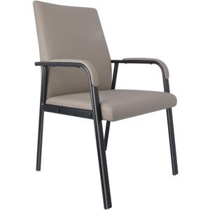 Office Guest Reception Chair 600 lbs Capacity Leather Conference Room Chairs with Padded Armrests No Wheels Desk Chair Grey (1 PACK)