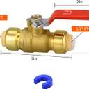 Push Fit Ball Valve, 4 Pack 1/2" Push-Fit Full Port Ball Valve with Disconnect Clip, Push-to-Connect Water Shut Off Valve for Hot and Cold Water, for PEX PVC or Copper Pipes