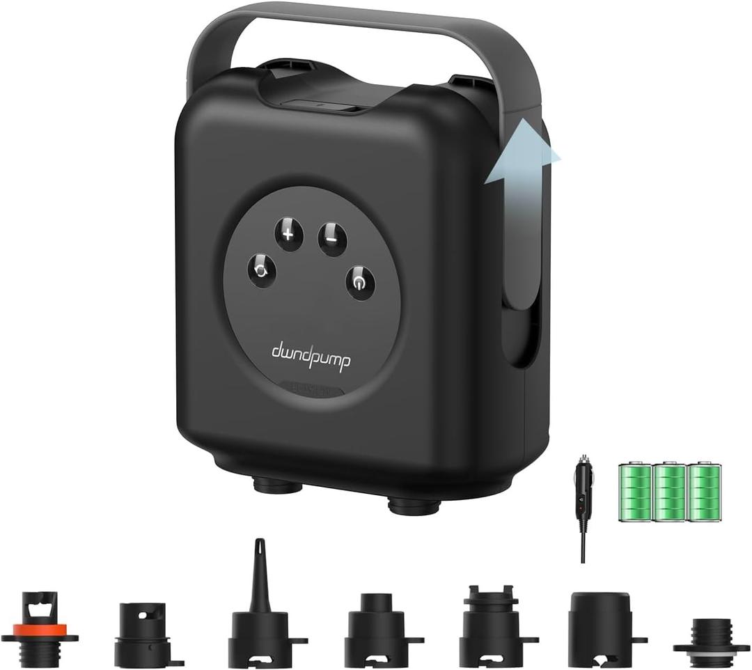 Paddle Board Pump Electric, Rechargeable 20 PSI High Pressure SUP Pump, Portable Dual-Stage Inflation, Auto-Off & 12V DC, for Paddle Board, Kayaks, Mattress, Kite Wings, Tents (Black)