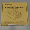 JACKYLED Alarm Clock with 4 USB Chargers Power Strip 3 Outlets 1700J Surge Protector Nightstand Dimmable Digital Clock with Dual Alarm and Snooze Function for Bedroom, Full Screen LED Display (Black)