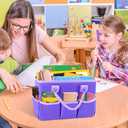 ZKOO Art Organizer Desktop Craft Storage Tote Bag for Crafts, Sewing, Paper, Art, Canvas, Supplies Storage Organization with Handles for Travel or Daily Use (Purple, Small)