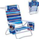 Beach Chair, Beach Chairs for Adults,Outdoor Folding Beach Chairs for Adults, Supports up to 350lbs with 5 Positions, Towel bar, Cooler Pouch, Storage Pouch.