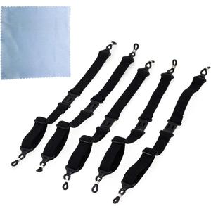 bstinay Black Adjustable Sports Anti-Slip Eyeglasses Strap Glasses Head Band Pack of 5