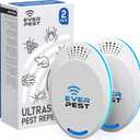 Ultrasonic Pest Repeller (2-Pack) Plug in Flea Rat Roach Mosquito Cockroaches Rodent Spider Scorpion Fruit Fly Insect Indoor Plug Repellent