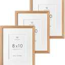 8x10 Picture Frame, Solid Wood 8x10 Photo Frame with Mat, 10 x 8 Picture Frames for Wall and Tabletop Display, Set of 3