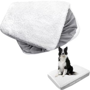 Dog Bed Covers Replacement Washable (Cover Only), Waterproof Warm Dog Mattress Cover Plush Dog Bed Cover-Easy to Remove, Plush Dog Pillow Cover, Soft and Comfortable Puppy Pet Bed Cover (32 x 44 x 6inch, White)